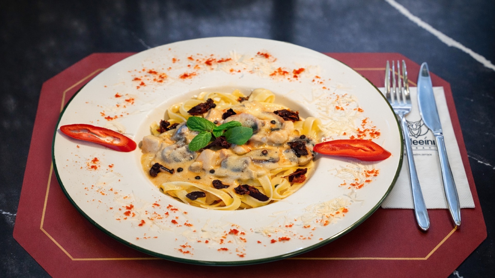 KREMALI MANTAR & TAVUKLU MAKARNA