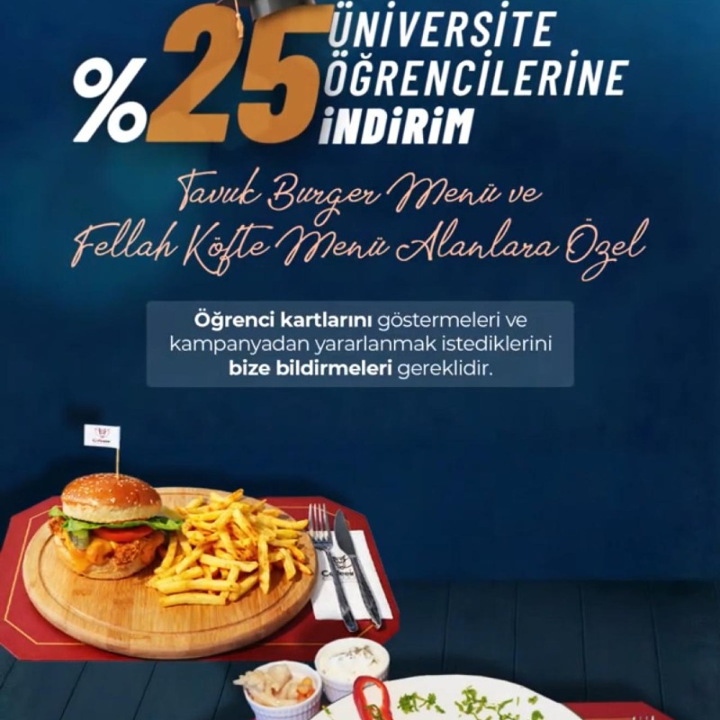 Tavuk burger Menü Veya Fellah Köfte Menü
